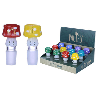 VaporTech Wholesale Pacific [Bowls] - Pacific gold Logo Assorted Mini Colored mushroom bowl heads [WPH-756](12pcs/display)-14MM Pacific