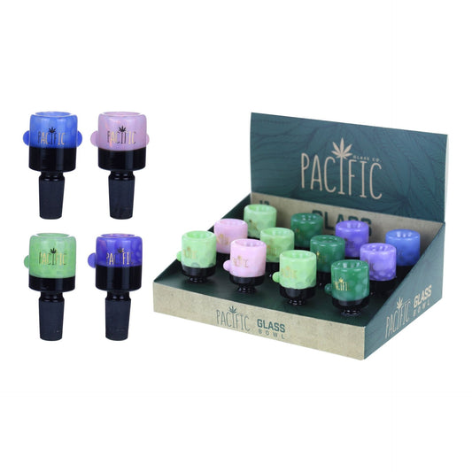 VaporTech Wholesale Pacific Bowl - Classic Colored Single Ball Handle w/Black Bottom Base (12pcs/Display) Pacific