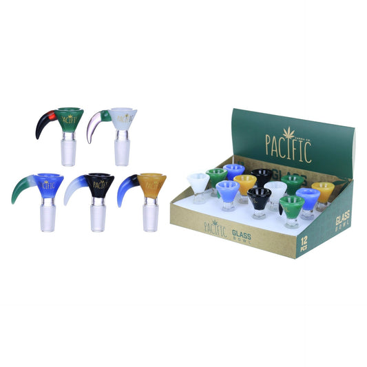 VaporTech Wholesale Pacific Bowl | Two Tone Horne Handle Variety Colored Base (12pcs/Pack) Pacific