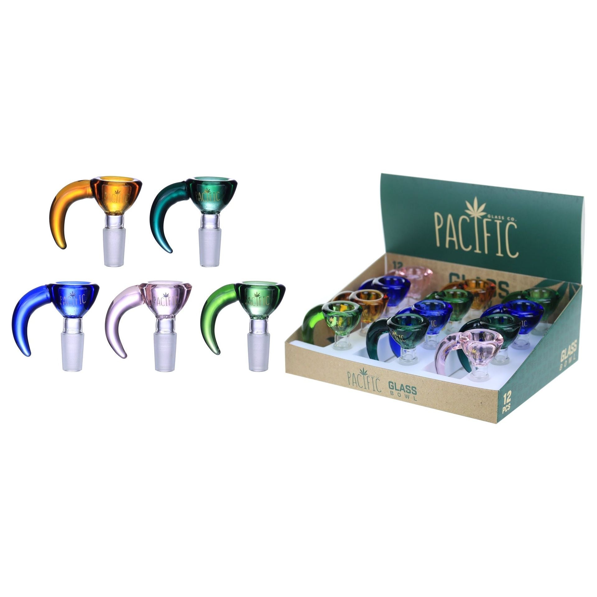 VaporTech Wholesale Pacific Bowl - Matte Variety Color Funnel w/ Horne Handle (12pcs/Display) {WPH-273} Pacific