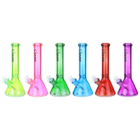 VaporTech Wholesale Clover [Waterpipes] - 14" Transparent Straight Neck Becker Bottom w/ Ice Catcher [JLB-134G] Waterpipes